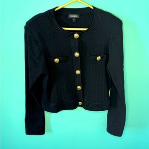 Express Ribbed Cardigan Blazer Gold Buttons  XL